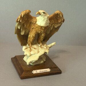 Giuseppe Armani Capodimonte Bald Eagle Figurine Resin Sculpture Signed Italy Vtg